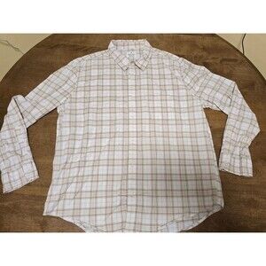 Mutual Weave Flannel Casual Long Sleeve Button Up Shirt Mens XXL Plaid Brown